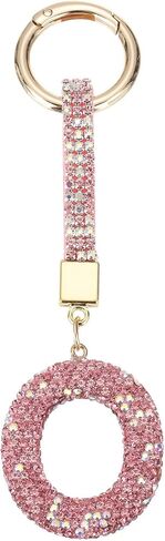 MECCANIXITY Bling Car Letter Charm, Car Rear View Mirror Charm Pink Initial Letter Interior Decoration Hanging Crystal Ornaments for Women, Bags DIY, E in Saudi Arabia