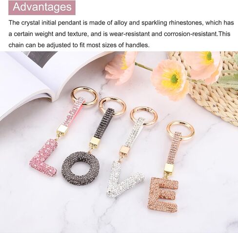 MECCANIXITY Bling Car Letter Charm, Car Rear View Mirror Charm Pink Initial Letter Interior Decoration Hanging Crystal Ornaments for Women, Bags DIY, E in Saudi Arabia