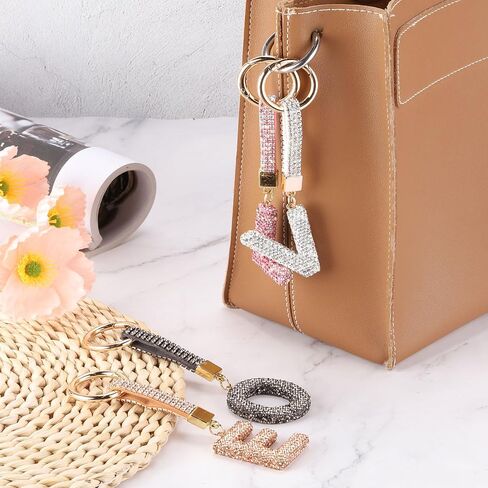 MECCANIXITY Bling Car Letter Charm, Car Rear View Mirror Charm Pink Initial Letter Interior Decoration Hanging Crystal Ornaments for Women, Bags DIY, E in Saudi Arabia