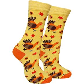 Thanksgiving Socks Fall Themed Gifts for Women Maple Turkey Socks Thanksgiving Novelty Gift,Suitable shoe size 5-9 in Saudi Arabia