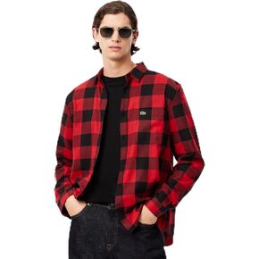 Lacoste Men's Long Sleeve Checked Gingham Button-Down Shirt in Kuwait