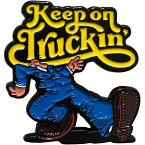 Keep on Truckin' 1970's Throwback Retro Cartoon Enamel Lapel Pin, Yellow and Blue Design, 1 Inch in Kuwait