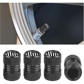 Ameican Flag Car Tire Valve Stem Caps, 4PCS Aluminum Alloy Vehicle Wheel Valve Protection Cover, Patriotic Auto Tyre Air Protector, Universal for Truck, Bicycle, Motorcycle (Black) in Kuwait