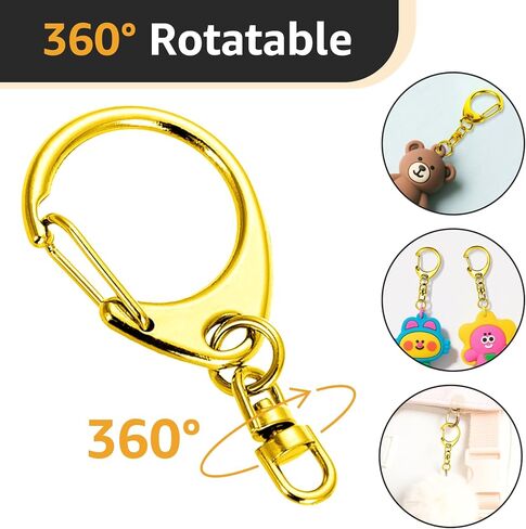Roctee 50 Pcs Key Clasps Kit Metallic Black, Swivel Keychain Clip Lanyard Snap Hook, Lobster Claw Clasp Key Chain for DIY Crafts in Kuwait