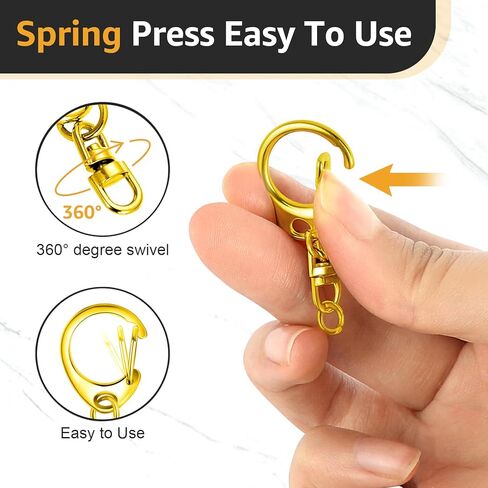 Roctee 50 Pcs Key Clasps Kit Metallic Black, Swivel Keychain Clip Lanyard Snap Hook, Lobster Claw Clasp Key Chain for DIY Crafts in Kuwait