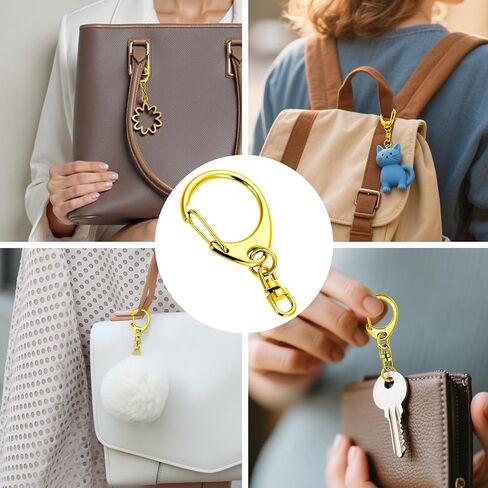 Roctee 50 Pcs Key Clasps Kit Metallic Black, Swivel Keychain Clip Lanyard Snap Hook, Lobster Claw Clasp Key Chain for DIY Crafts in Kuwait