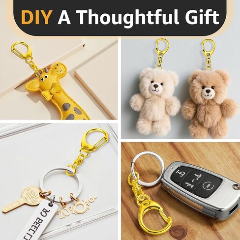 Roctee 50 Pcs Key Clasps Kit Metallic Black, Swivel Keychain Clip Lanyard Snap Hook, Lobster Claw Clasp Key Chain for DIY Crafts in Kuwait