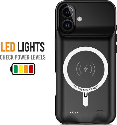 Battery Case for iPhone 16 Pro Max, [12000mAh] Enhanced Portable Protective Qi Wireless Charger Case Battery Pack with CarPlay Wireless Charging Case Compatible for iPhone 16 Pro Max (6.9 inch)-Black in Saudi Arabia