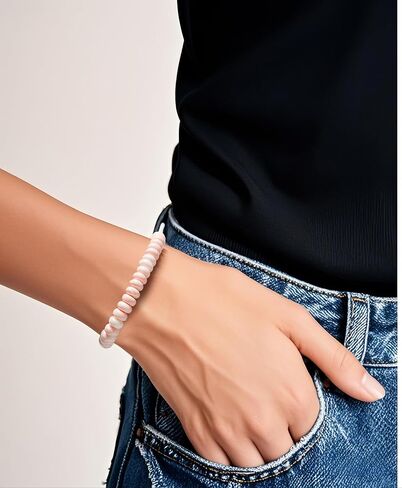 2 PCS Boho Beaded Stretch Bracelets for Women Natrue Stone Beads Gold-color Plated Heart Charm Surfer Bracelets Summer Beach Handmade Jewelry in Saudi Arabia