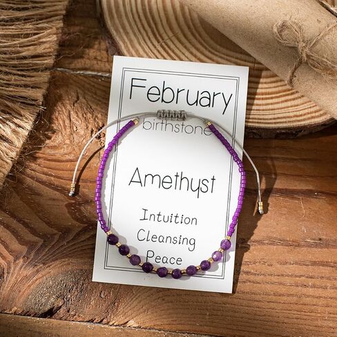 KZL Birthstone Crystal Beads Bracelets Bohemian Crystal Seed Beaded Stretch Bracelets for Women Men Anxiety Relief 12 Month Constellation Wrap Bracelet Horoscope Jewelry Birthday Gifts in Kuwait