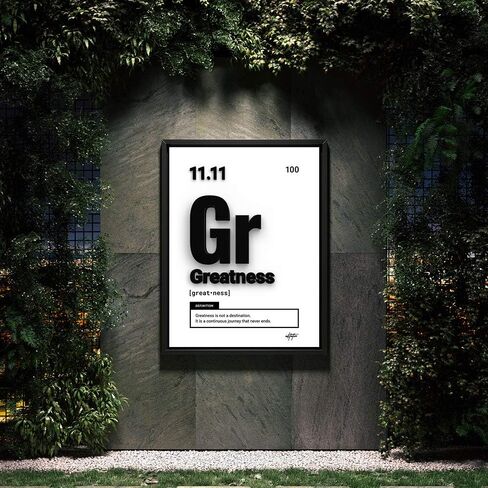 Inktuitive 'Periodic Greatness' Inspirational Wall Art w/Black Frame | Elements of Success Canvas Print | Periodic Table Motivational Décor for Bedroom, Living Room & Business Office | 16 x 12 Inches in Saudi Arabia