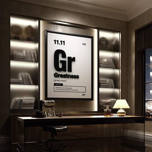 Inktuitive 'Periodic Greatness' Inspirational Wall Art w/Black Frame | Elements of Success Canvas Print | Periodic Table Motivational Décor for Bedroom, Living Room & Business Office | 16 x 12 Inches in Saudi Arabia