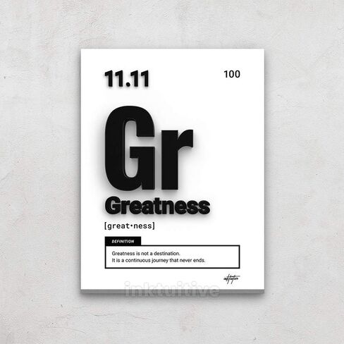 Inktuitive 'Periodic Greatness' Inspirational Wall Art w/Black Frame | Elements of Success Canvas Print | Periodic Table Motivational Décor for Bedroom, Living Room & Business Office | 16 x 12 Inches in Saudi Arabia