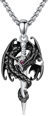 Dragon Necklace 925 Sterling Silver Dragon Pendant Necklace Energy Amulet Jewelry Gift for Men Women in Kuwait