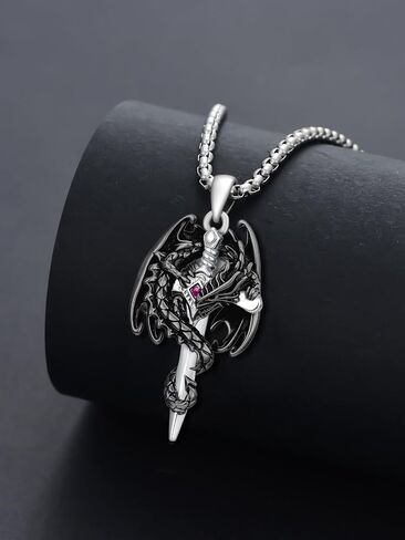 Dragon Necklace 925 Sterling Silver Dragon Pendant Necklace Energy Amulet Jewelry Gift for Men Women in Kuwait