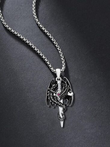 Dragon Necklace 925 Sterling Silver Dragon Pendant Necklace Energy Amulet Jewelry Gift for Men Women in Kuwait