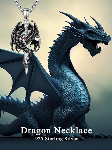 Dragon Necklace 925 Sterling Silver Dragon Pendant Necklace Energy Amulet Jewelry Gift for Men Women in Kuwait