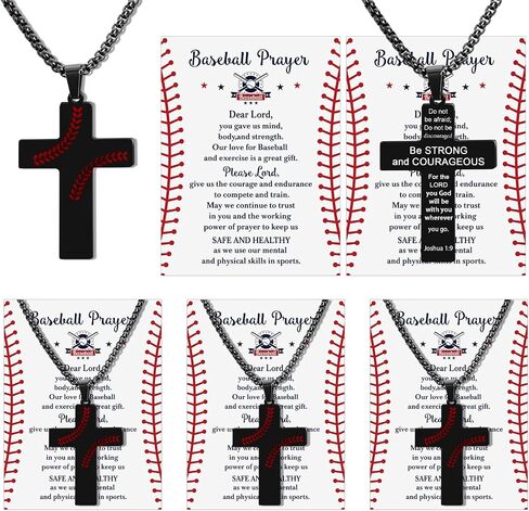 Sumind 6Set Christian Baseball Gifts Bulk Include 6 Religious Men Baseball Cross Necklaces 6 Inspirational Bible Quote Cards for School Office Club Sports Player Birthday Favors Supplies in Saudi Arabia