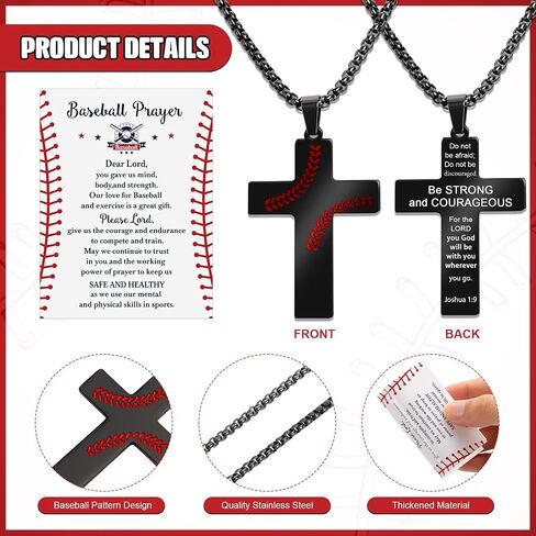Sumind 6Set Christian Baseball Gifts Bulk Include 6 Religious Men Baseball Cross Necklaces 6 Inspirational Bible Quote Cards for School Office Club Sports Player Birthday Favors Supplies in Saudi Arabia