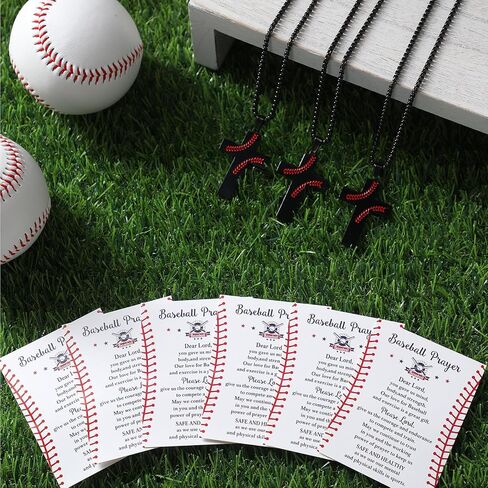 Sumind 6Set Christian Baseball Gifts Bulk Include 6 Religious Men Baseball Cross Necklaces 6 Inspirational Bible Quote Cards for School Office Club Sports Player Birthday Favors Supplies in Saudi Arabia
