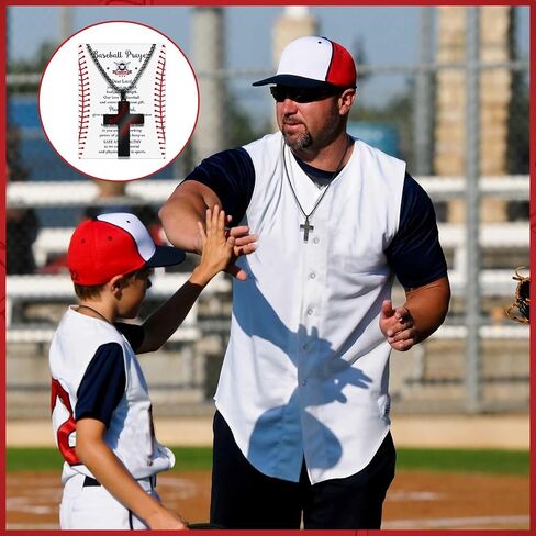 Sumind 6Set Christian Baseball Gifts Bulk Include 6 Religious Men Baseball Cross Necklaces 6 Inspirational Bible Quote Cards for School Office Club Sports Player Birthday Favors Supplies in Saudi Arabia