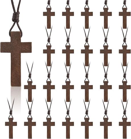 Natural Wooden Cross Necklace for Men&Woman, Crucifix Necklace Men&Woman, Bulk Wooden Small Crosses Gifts for Bible Verse Easter Party Favor, Cross for Car Mirror Hanging Pendant, 1.6In X 1In(24pcs) in Saudi Arabia