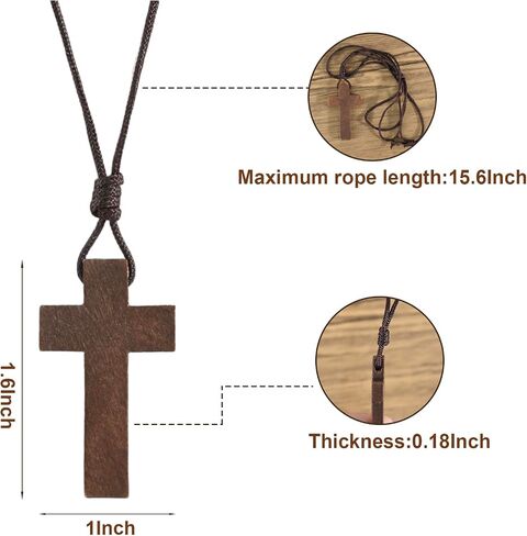 Natural Wooden Cross Necklace for Men&Woman, Crucifix Necklace Men&Woman, Bulk Wooden Small Crosses Gifts for Bible Verse Easter Party Favor, Cross for Car Mirror Hanging Pendant, 1.6In X 1In(24pcs) in Saudi Arabia
