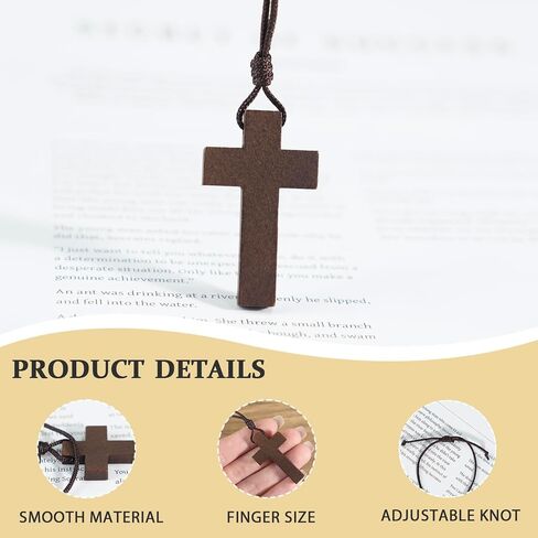 Natural Wooden Cross Necklace for Men&Woman, Crucifix Necklace Men&Woman, Bulk Wooden Small Crosses Gifts for Bible Verse Easter Party Favor, Cross for Car Mirror Hanging Pendant, 1.6In X 1In(24pcs) in Saudi Arabia