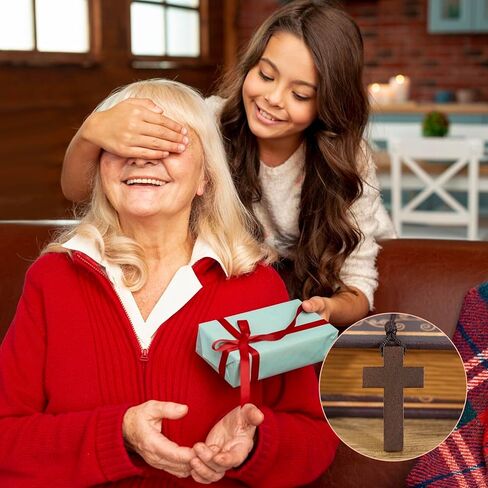 Natural Wooden Cross Necklace for Men&Woman, Crucifix Necklace Men&Woman, Bulk Wooden Small Crosses Gifts for Bible Verse Easter Party Favor, Cross for Car Mirror Hanging Pendant, 1.6In X 1In(24pcs) in Saudi Arabia