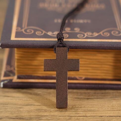 Natural Wooden Cross Necklace for Men&Woman, Crucifix Necklace Men&Woman, Bulk Wooden Small Crosses Gifts for Bible Verse Easter Party Favor, Cross for Car Mirror Hanging Pendant, 1.6In X 1In(24pcs) in Saudi Arabia