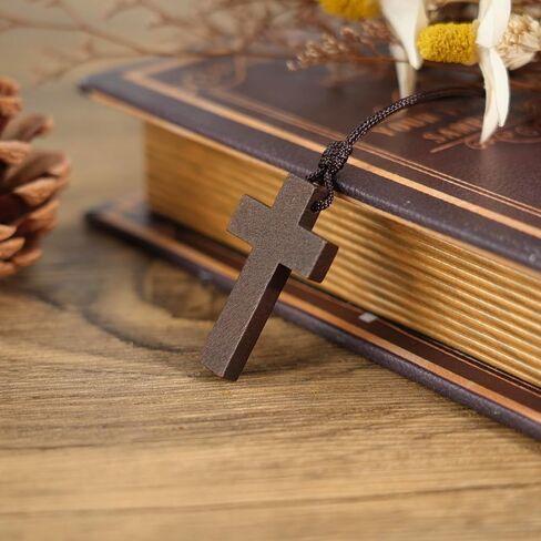 Natural Wooden Cross Necklace for Men&Woman, Crucifix Necklace Men&Woman, Bulk Wooden Small Crosses Gifts for Bible Verse Easter Party Favor, Cross for Car Mirror Hanging Pendant, 1.6In X 1In(24pcs) in Saudi Arabia