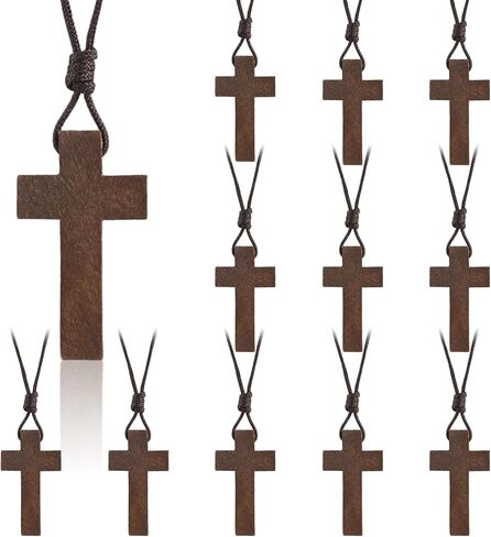 Natural Wooden Cross Necklace for Men&Woman, Crucifix Necklace Men&Woman, Bulk Wooden Small Crosses Gifts for Bible Verse Easter Party Favor, Cross for Car Mirror Hanging Pendant, 1.6In X 1In(24pcs) in Saudi Arabia
