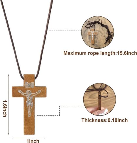 Natural Wooden Cross Necklace for Men&Woman, Crucifix Necklace Men&Woman, Bulk Wooden Small Crosses Gifts for Bible Verse Easter Party Favor, Cross for Car Mirror Hanging Pendant, 1.6In X 1In(24pcs) in Saudi Arabia
