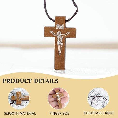 Natural Wooden Cross Necklace for Men&Woman, Crucifix Necklace Men&Woman, Bulk Wooden Small Crosses Gifts for Bible Verse Easter Party Favor, Cross for Car Mirror Hanging Pendant, 1.6In X 1In(24pcs) in Saudi Arabia