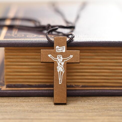 Natural Wooden Cross Necklace for Men&Woman, Crucifix Necklace Men&Woman, Bulk Wooden Small Crosses Gifts for Bible Verse Easter Party Favor, Cross for Car Mirror Hanging Pendant, 1.6In X 1In(24pcs) in Saudi Arabia