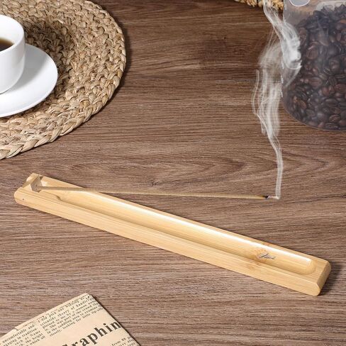 2 Pieces Incense Holder for Sticks with Adjustable Holder Natural Bamboo Incense Stick Wood Stick Angle Home Incenses Burner with Ash Collector Incenss Burner for Meditation Yoga Relaxation Home Decor in Saudi Arabia