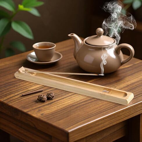 2 Pieces Incense Holder for Sticks with Adjustable Holder Natural Bamboo Incense Stick Wood Stick Angle Home Incenses Burner with Ash Collector Incenss Burner for Meditation Yoga Relaxation Home Decor in Saudi Arabia