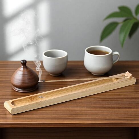 2 Pieces Incense Holder for Sticks with Adjustable Holder Natural Bamboo Incense Stick Wood Stick Angle Home Incenses Burner with Ash Collector Incenss Burner for Meditation Yoga Relaxation Home Decor in Saudi Arabia