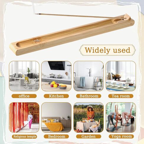 2 Pieces Incense Holder for Sticks with Adjustable Holder Natural Bamboo Incense Stick Wood Stick Angle Home Incenses Burner with Ash Collector Incenss Burner for Meditation Yoga Relaxation Home Decor in Saudi Arabia