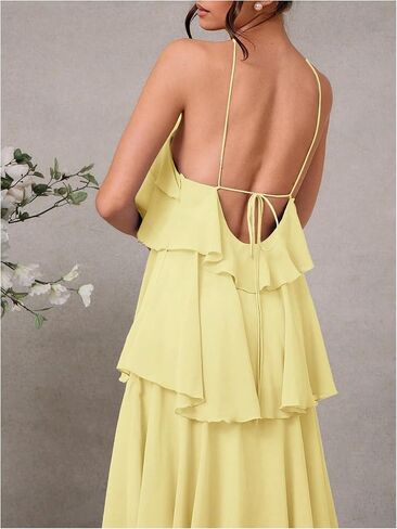 SOLY HUX Women's Sundresses Ruffle Layered Halter Flowy Maxi Dress Elegant Wedding Guest Dresses in Saudi Arabia