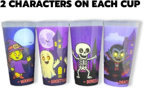 Revè Wild Animal Rock Band Cups - مجموعة من 24 | كؤوس الأطفال الممتعة والقابلة لإعادة الاستخدام مع علامة تسمية SPOT | كوب بلاستيكي مخصص | Tumblers خالية من BPA | أعلى غسالة الصحون آمنة | معاد تدويرها وإعادة التدوير in Kuwait