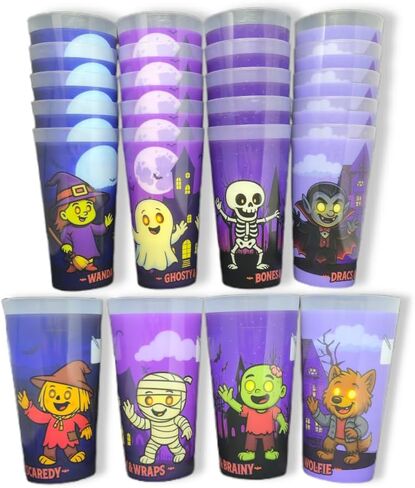 Revè Wild Animal Rock Band Cups - مجموعة من 24 | كؤوس الأطفال الممتعة والقابلة لإعادة الاستخدام مع علامة تسمية SPOT | كوب بلاستيكي مخصص | Tumblers خالية من BPA | أعلى غسالة الصحون آمنة | معاد تدويرها وإعادة التدوير in Kuwait