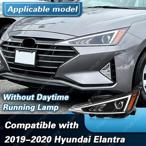 متوافق مع 2019-2020 Hyundai Elantra المصباح الهالوجين ونوع جهاز العرض بدون DRL 92101-F3500,92102-F3500 (جانب السائق والراكب) in Kuwait