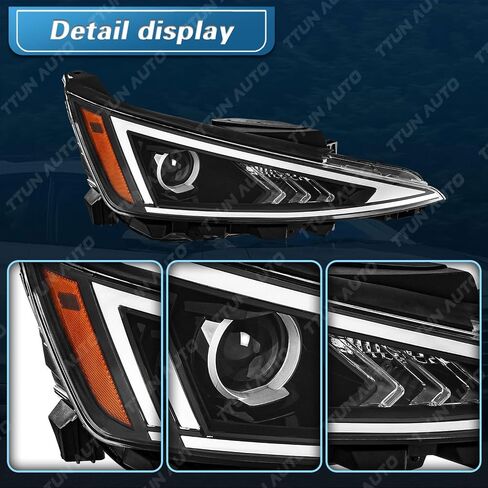 متوافق مع 2019-2020 Hyundai Elantra المصباح الهالوجين ونوع جهاز العرض بدون DRL 92101-F3500,92102-F3500 (جانب السائق والراكب) in Kuwait