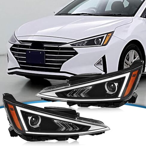 متوافق مع 2019-2020 Hyundai Elantra المصباح الهالوجين ونوع جهاز العرض بدون DRL 92101-F3500,92102-F3500 (جانب السائق والراكب) in Kuwait