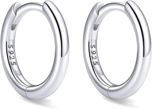 Hypoallergenic Huggie Hoop Earrings for Women Men 6mm/8mm/10mm/12mm Width Helix Tragus Lobe Cartilage Pierced Earrings 925 Sterling Silver Needle Simple Punk Jewelry +Gift Box in Saudi Arabia