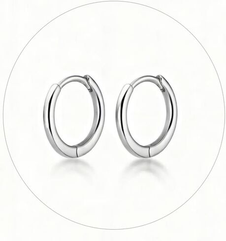 Hypoallergenic Huggie Hoop Earrings for Women Men 6mm/8mm/10mm/12mm Width Helix Tragus Lobe Cartilage Pierced Earrings 925 Sterling Silver Needle Simple Punk Jewelry +Gift Box in Saudi Arabia