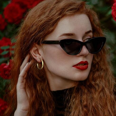 14k Gold Hoop Earrings for Women Earring Hoops 14K Gold Earrings for Women Trendy Unique Big Cross-cut Luxe Design 30 * 3.5mm in Saudi Arabia