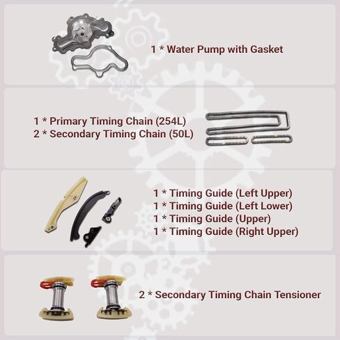 AT4Z-6268-A Timing Chain Kit with Water Pump (14pcs) Compatible with F150 3.5L 2015-2017, Edge 3.5L 2011-2016, Explorer 2011-2017, Taurus 2013-2019 Direct Timing Chain Replace OE BL3Z-6268-A in Kuwait