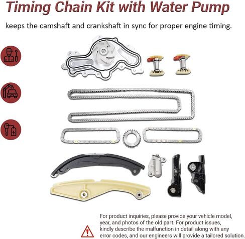 AT4Z-6268-A Timing Chain Kit with Water Pump (14pcs) Compatible with F150 3.5L 2015-2017, Edge 3.5L 2011-2016, Explorer 2011-2017, Taurus 2013-2019 Direct Timing Chain Replace OE BL3Z-6268-A in Kuwait